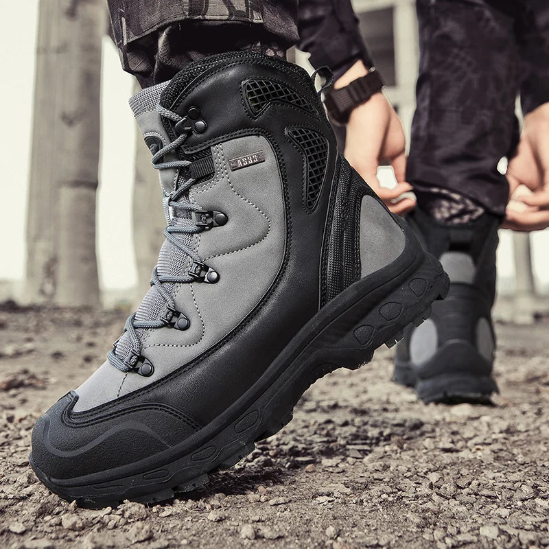 Men's Waterproof Leather Desert Boots Non-Slip Lightweight Work Safty Shoes Breathable Non-Slip Hunting Hiking Work Boots Men