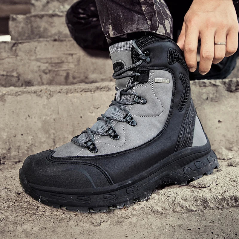Men's Waterproof Leather Desert Boots Non-Slip Lightweight Work Safty Shoes Breathable Non-Slip Hunting Hiking Work Boots Men