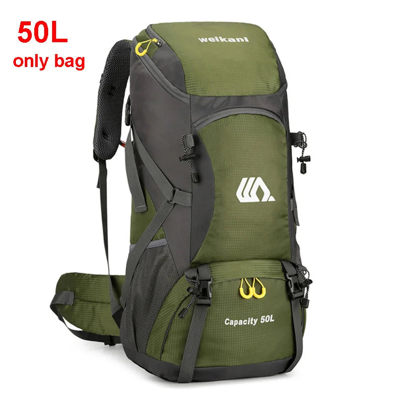 50L Travel Backpack Camping Men Large Hiking Bag and Waterproof