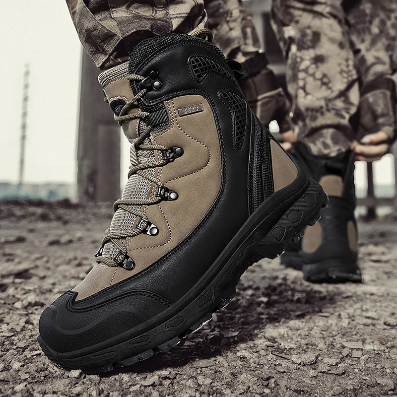 Men's Waterproof Leather Desert Boots Non-Slip Lightweight Work Safty Shoes Breathable Non-Slip Hunting Hiking Work Boots Men