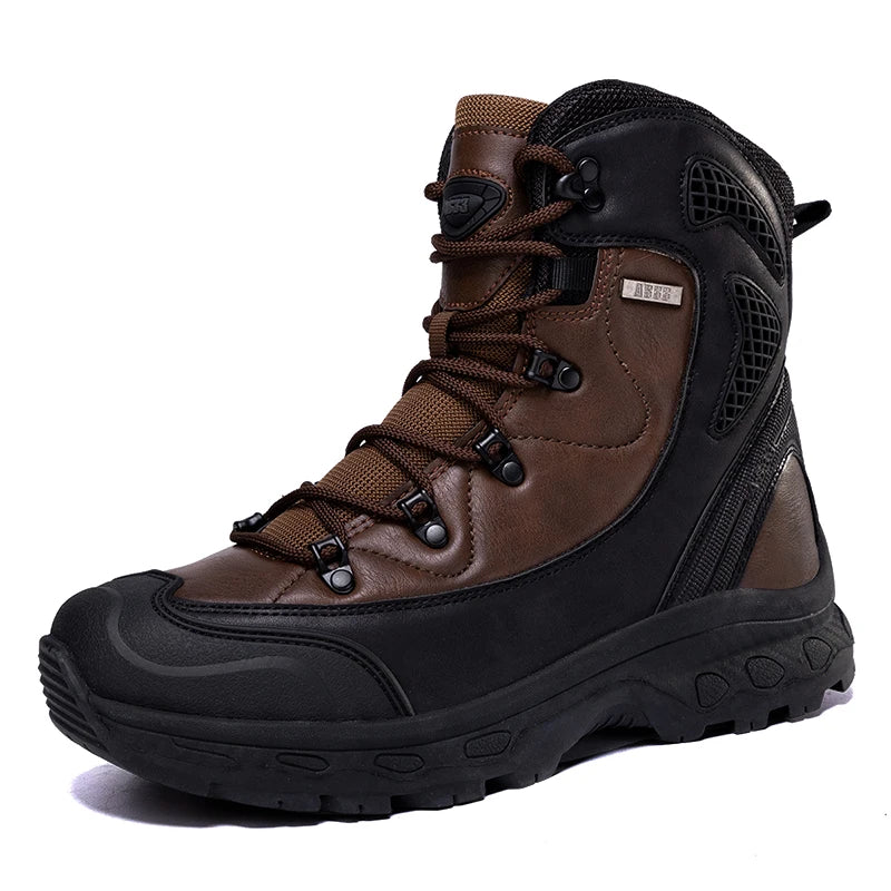 Men's Waterproof Leather Desert Boots Non-Slip Lightweight Work Safty Shoes Breathable Non-Slip Hunting Hiking Work Boots Men