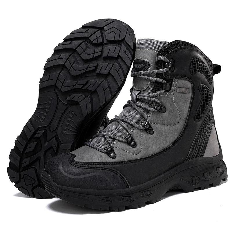 Men's Waterproof Leather Desert Boots Non-Slip Lightweight Work Safty Shoes Breathable Non-Slip Hunting Hiking Work Boots Men