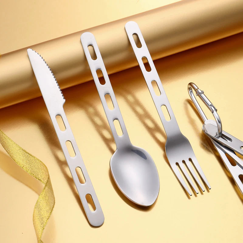 3pcs/set Stainless Steel Cutlery Set Knife Fork Spoon For Home Use Travel Camping Picnic Portable Tableware Set