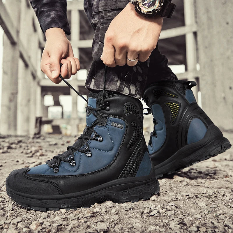 Men's Waterproof Leather Desert Boots Non-Slip Lightweight Work Safty Shoes Breathable Non-Slip Hunting Hiking Work Boots Men