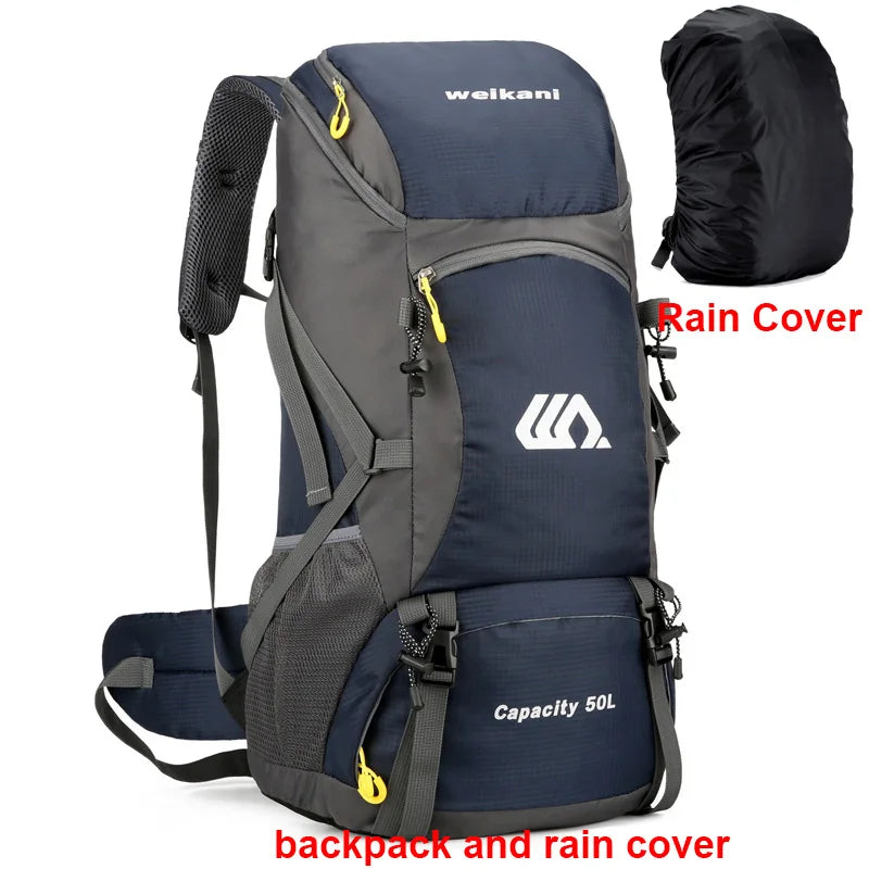 50L Travel Backpack Camping Men Large Hiking Bag and Waterproof