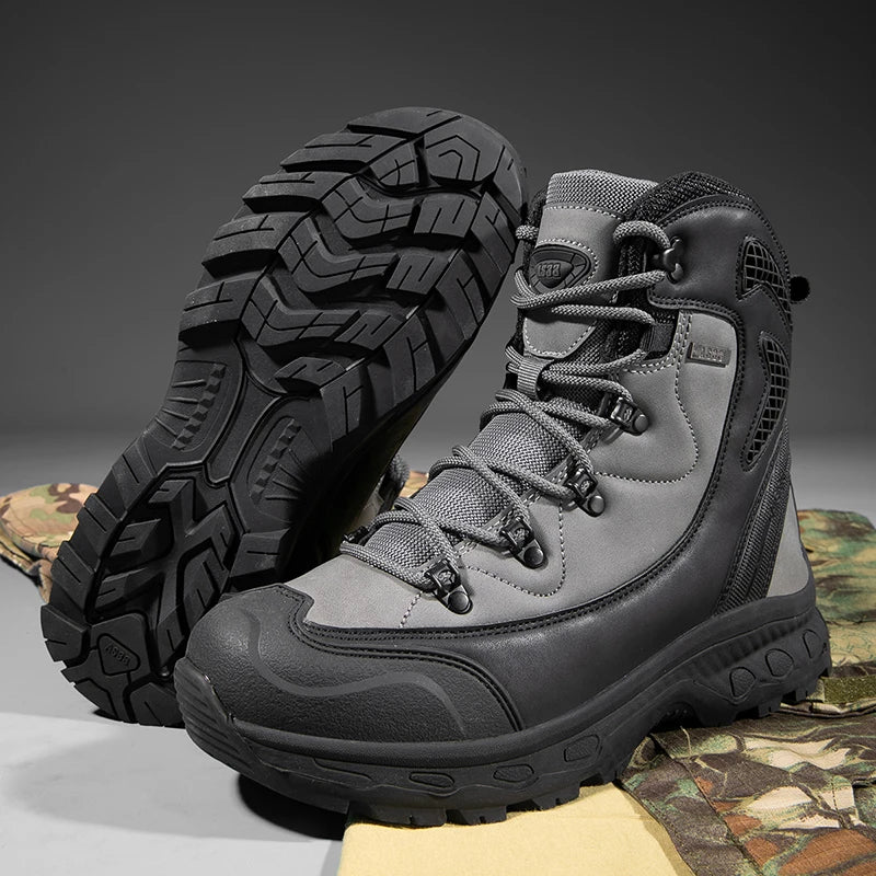 Men's Waterproof Leather Desert Boots Non-Slip Lightweight Work Safty Shoes Breathable Non-Slip Hunting Hiking Work Boots Men