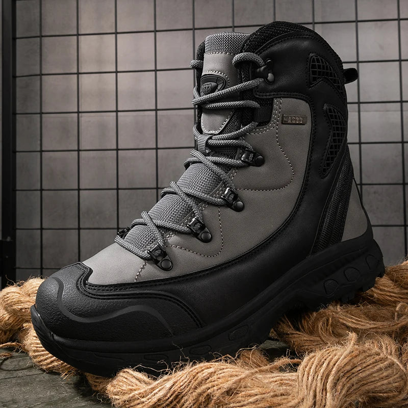 Men's Waterproof Leather Desert Boots Non-Slip Lightweight Work Safty Shoes Breathable Non-Slip Hunting Hiking Work Boots Men