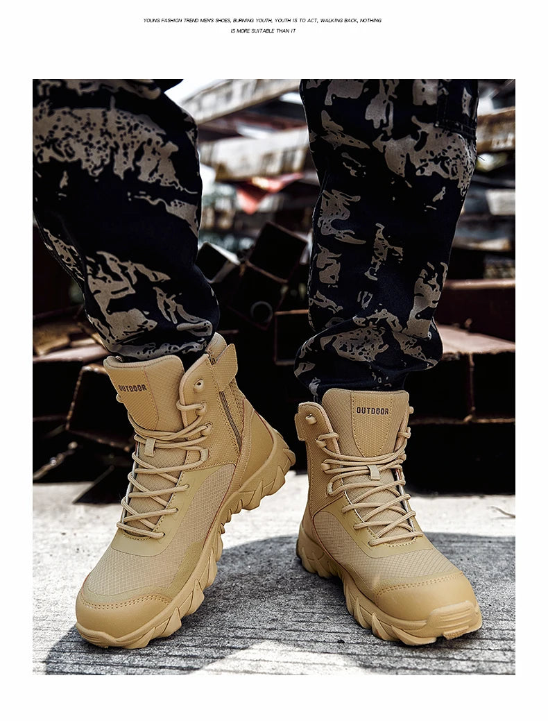 Upgraded Tactics Combat Training Boots Male Outdoors Camping Anti-wear Rapid Response Hiking Shoes Fishing Hunting Sneakers Men