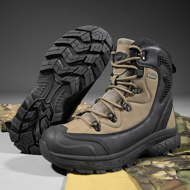 Men's Waterproof Leather Desert Boots Non-Slip Lightweight Work Safty Shoes Breathable Non-Slip Hunting Hiking Work Boots Men