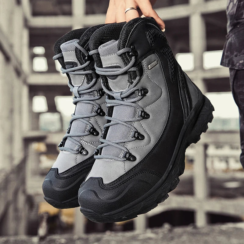 Men's Waterproof Leather Desert Boots Non-Slip Lightweight Work Safty Shoes Breathable Non-Slip Hunting Hiking Work Boots Men