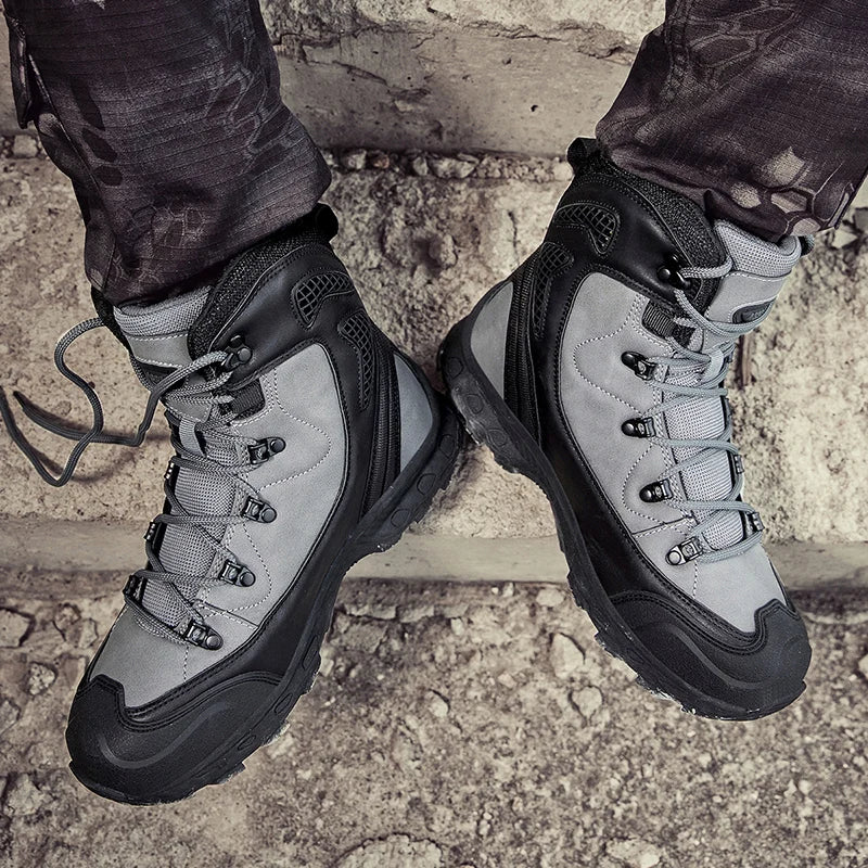 Men's Waterproof Leather Desert Boots Non-Slip Lightweight Work Safty Shoes Breathable Non-Slip Hunting Hiking Work Boots Men