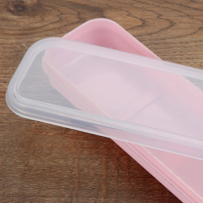 Portable Travel Outdoor Reusable Tableware Box School Home Slot Design Practical Cutlery Transparent Cover Cutlery Case