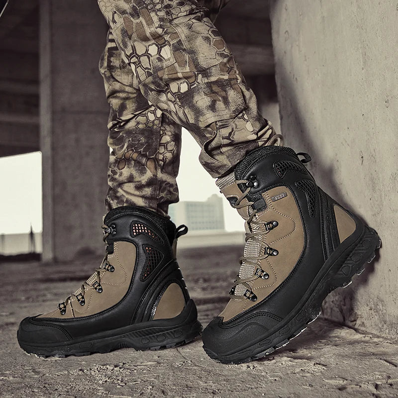 Men's Waterproof Leather Desert Boots Non-Slip Lightweight Work Safty Shoes Breathable Non-Slip Hunting Hiking Work Boots Men