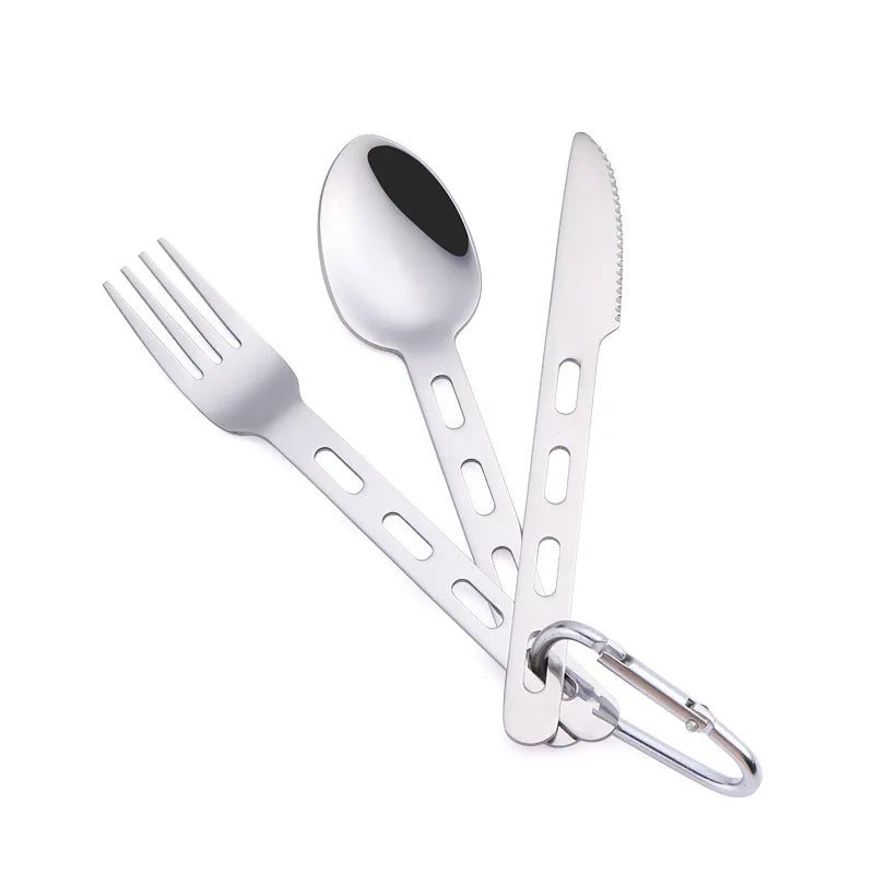 3pcs/set Stainless Steel Cutlery Set Knife Fork Spoon For Home Use Travel Camping Picnic Portable Tableware Set