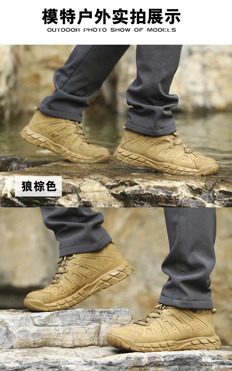 Men Spring Autumn Tactical Military Wear-resistant Hiking Shoes Men's Low-top Boots Outdoor Training Climbing Sports Sneakers