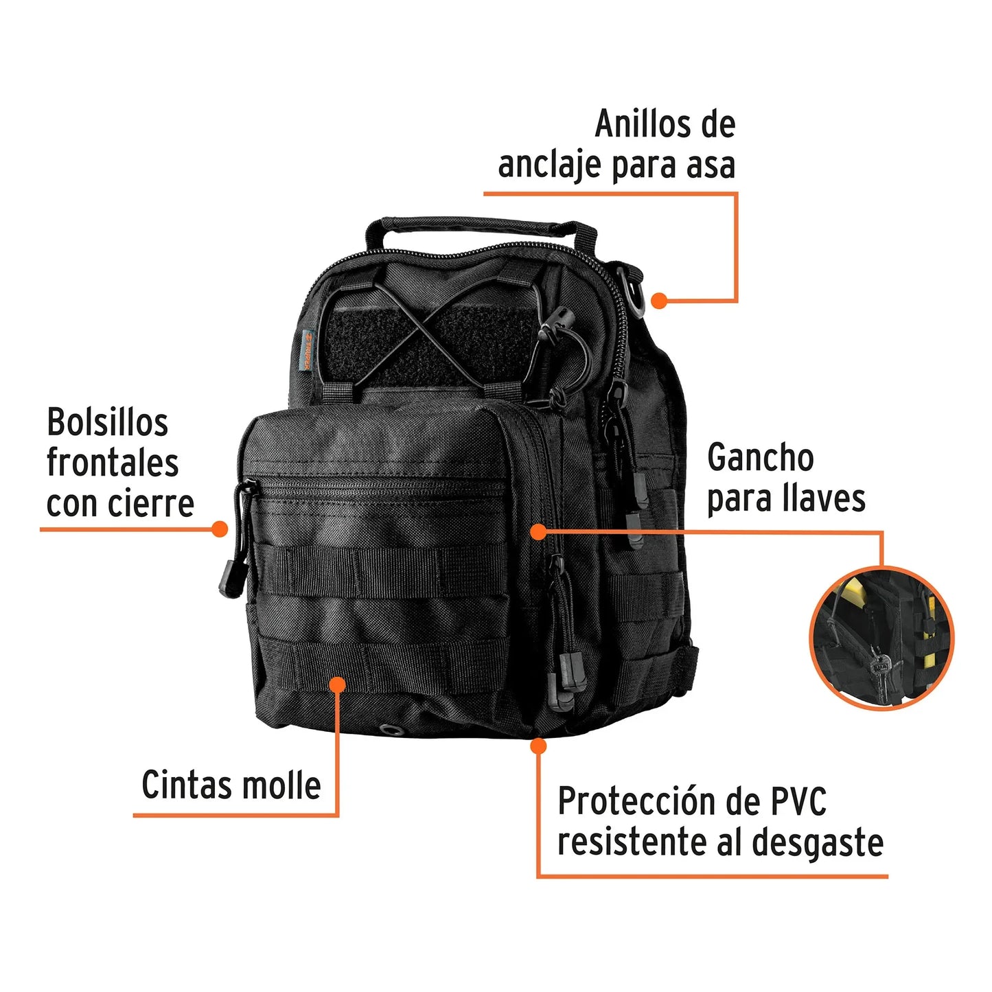 1 unit Black multipurpose tactical backpack, truper