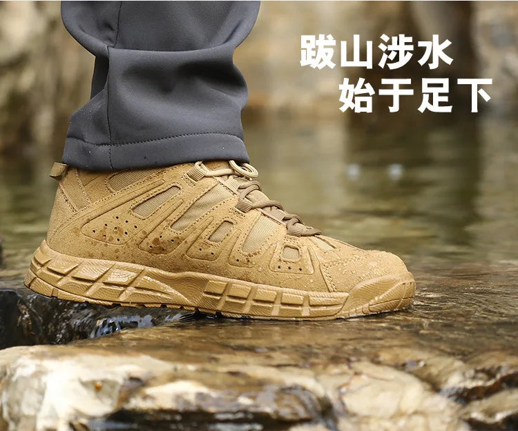 Men Spring Autumn Tactical Military Wear-resistant Hiking Shoes Men's Low-top Boots Outdoor Training Climbing Sports Sneakers