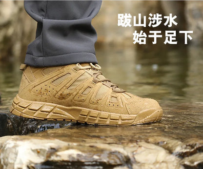 Men Spring Autumn Tactical Military Wear-resistant Hiking Shoes Men's Low-top Boots Outdoor Training Climbing Sports Sneakers