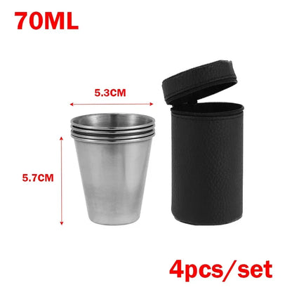 4/8Pcs Outdoor Stainless Steel Water Cup With Case Hiking Camping Picnic BBQ Beer Cups Coffee Cup Portable Travel Drinkware