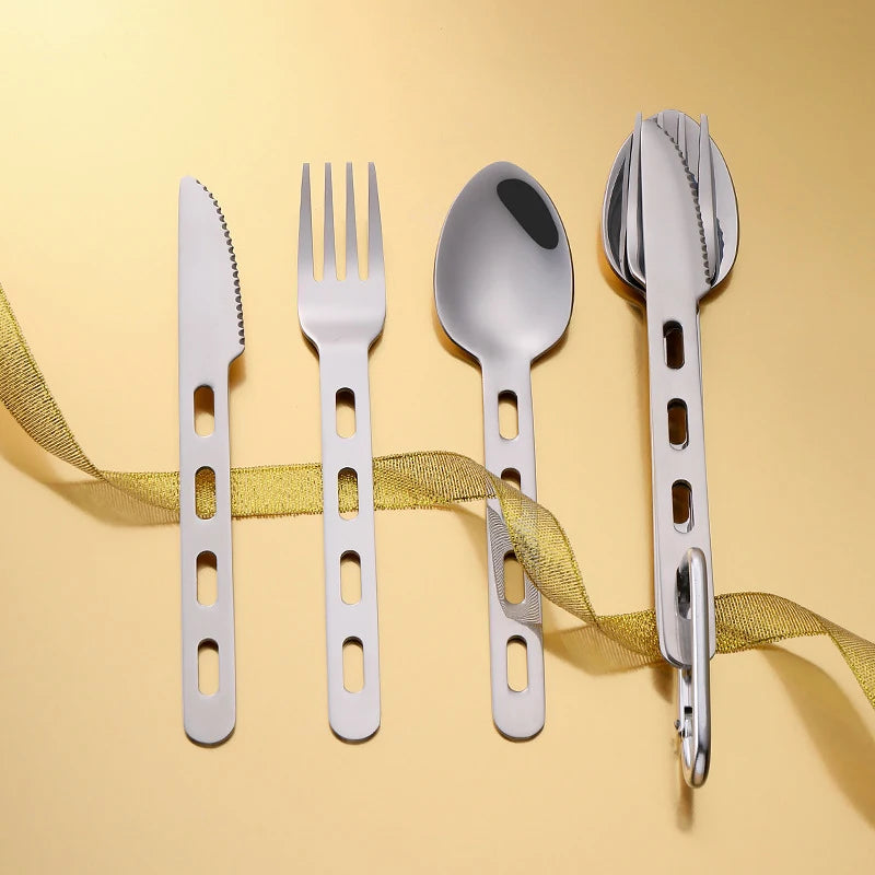 3pcs/set Stainless Steel Cutlery Set Knife Fork Spoon For Home Use Travel Camping Picnic Portable Tableware Set
