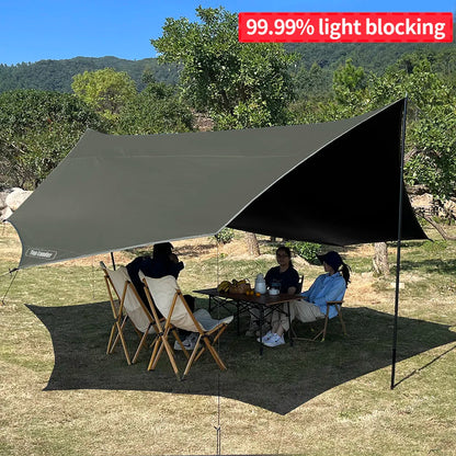 5.1x5.1m Large Black Coating Tarp Waterproof Octagon Coated Camping Tarp Outdoor Awning Tarpaulin Shade Tent Shelter Sunshade