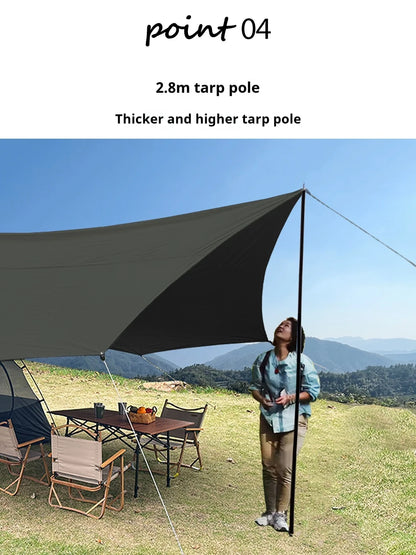5.1x5.1m Large Black Coating Tarp Waterproof Octagon Coated Camping Tarp Outdoor Awning Tarpaulin Shade Tent Shelter Sunshade