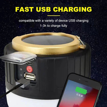 1000W Outdoor Solar LED Camping Light USB Rechargeable Tent Lamp Portable Lanterns Emergency Lights For BBQ Hiking Night Market
