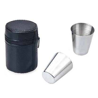 6P/4Pcs 30ml Outdoor Practical Travel Stainless Steel Cups Mini Set Glasses For Whisky Wine Beer With Case Portable Drinkware