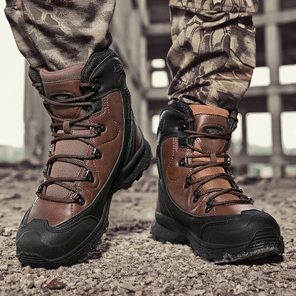 Men's Waterproof Leather Desert Boots Non-Slip Lightweight Work Safty Shoes Breathable Non-Slip Hunting Hiking Work Boots Men