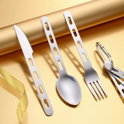 3pcs/set Stainless Steel Cutlery Set Knife Fork Spoon For Home Use Travel Camping Picnic Portable Tableware Set