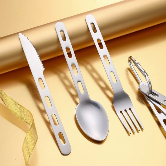 3pcs/set Stainless Steel Cutlery Set Knife Fork Spoon For Home Use Travel Camping Picnic Portable Tableware Set