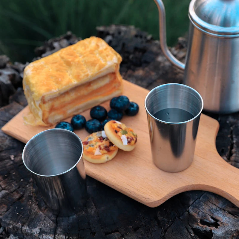 4/8Pcs Outdoor Stainless Steel Water Cup With Case Hiking Camping Picnic BBQ Beer Cups Coffee Cup Portable Travel Drinkware