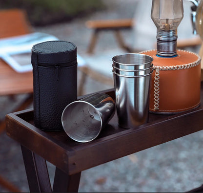 4/8Pcs Outdoor Stainless Steel Water Cup With Case Hiking Camping Picnic BBQ Beer Cups Coffee Cup Portable Travel Drinkware