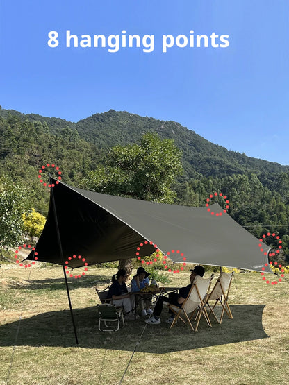 5.1x5.1m Large Black Coating Tarp Waterproof Octagon Coated Camping Tarp Outdoor Awning Tarpaulin Shade Tent Shelter Sunshade