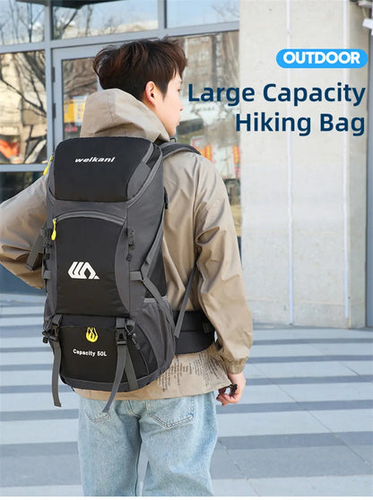 50L Travel Backpack Camping Men Large Hiking Bag and Waterproof
