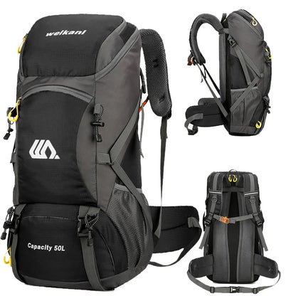 50L Travel Backpack Camping Men Large Hiking Bag and Waterproof