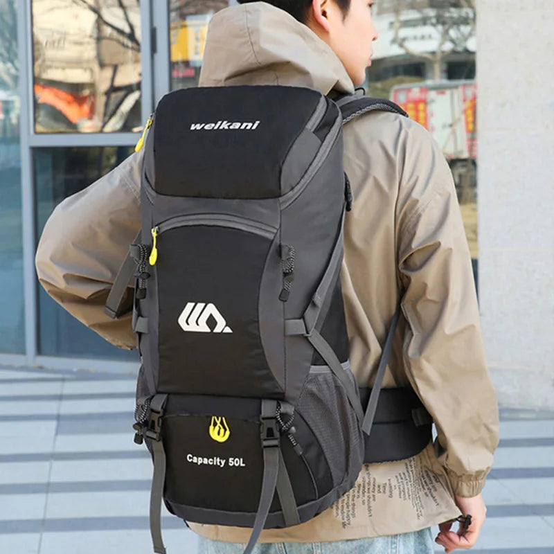 50L Travel Backpack Camping Men Large Hiking Bag and Waterproof
