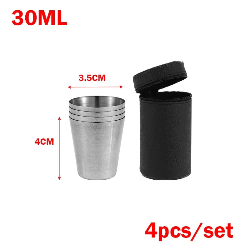 4/8Pcs Outdoor Stainless Steel Water Cup With Case Hiking Camping Picnic BBQ Beer Cups Coffee Cup Portable Travel Drinkware