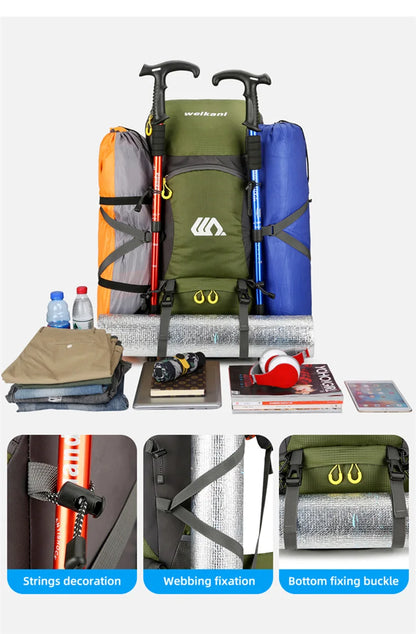 50L Travel Backpack Camping Men Large Hiking Bag and Waterproof