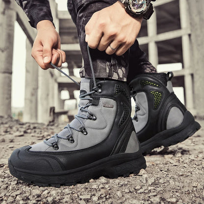 Men's Waterproof Leather Desert Boots Non-Slip Lightweight Work Safty Shoes Breathable Non-Slip Hunting Hiking Work Boots Men