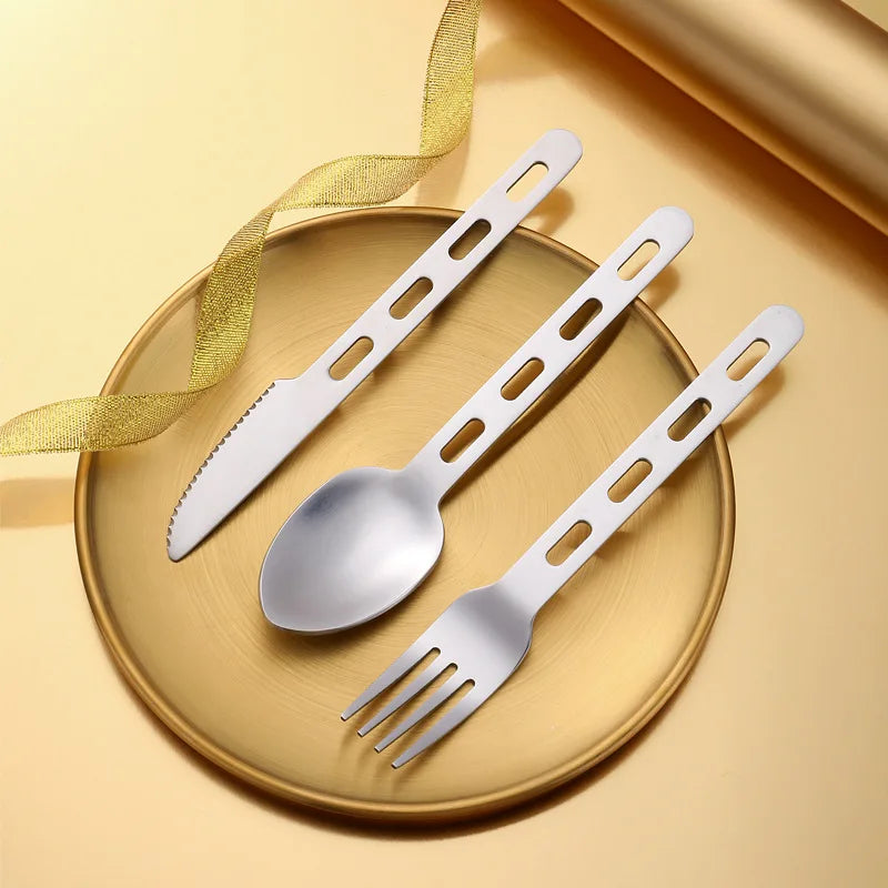3pcs/set Stainless Steel Cutlery Set Knife Fork Spoon For Home Use Travel Camping Picnic Portable Tableware Set