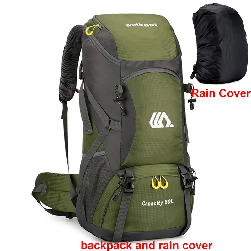 50L Travel Backpack Camping Men Large Hiking Bag and Waterproof