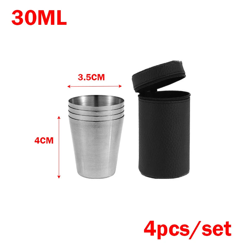 4/8Pcs Outdoor Stainless Steel Water Cup With Case Hiking Camping Picnic BBQ Beer Cups Coffee Cup Portable Travel Drinkware