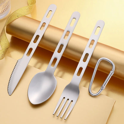 3pcs/set Stainless Steel Cutlery Set Knife Fork Spoon For Home Use Travel Camping Picnic Portable Tableware Set