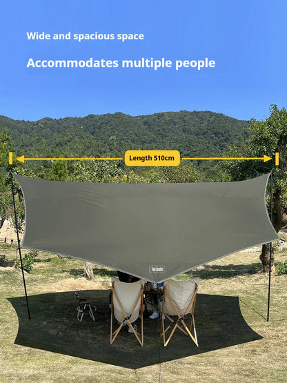 5.1x5.1m Large Black Coating Tarp Waterproof Octagon Coated Camping Tarp Outdoor Awning Tarpaulin Shade Tent Shelter Sunshade