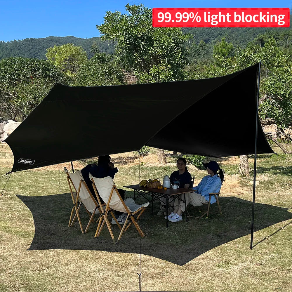 5.1x5.1m Large Black Coating Tarp Waterproof Octagon Coated Camping Tarp Outdoor Awning Tarpaulin Shade Tent Shelter Sunshade