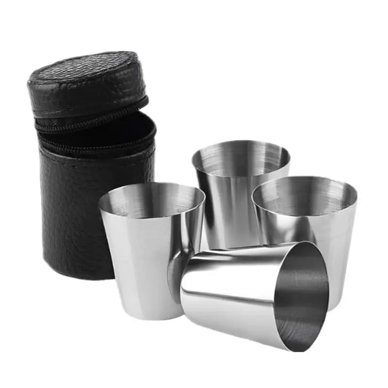 6P/4Pcs 30ml Outdoor Practical Travel Stainless Steel Cups Mini Set Glasses For Whisky Wine Beer With Case Portable Drinkware