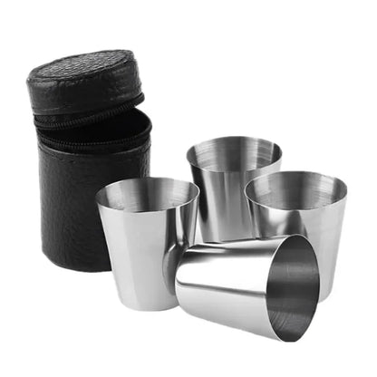 6P/4Pcs 30ml Outdoor Practical Travel Stainless Steel Cups Mini Set Glasses For Whisky Wine Beer With Case Portable Drinkware