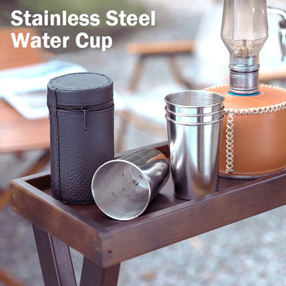 4/8Pcs Outdoor Stainless Steel Water Cup With Case Hiking Camping Picnic BBQ Beer Cups Coffee Cup Portable Travel Drinkware